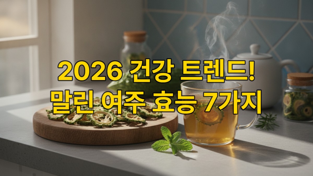 따뜻한 말린 여주차와 함께 건강한 하루를 시작하는 모습
